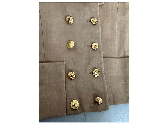 Conjunto de saia Chanel bege de algodão e seda - vista 3