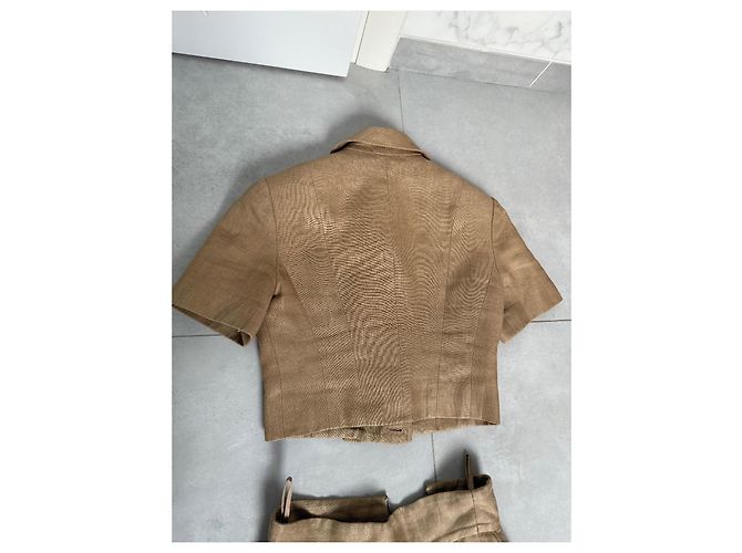 Conjunto de saia Chanel bege de algodão e seda - vista 8