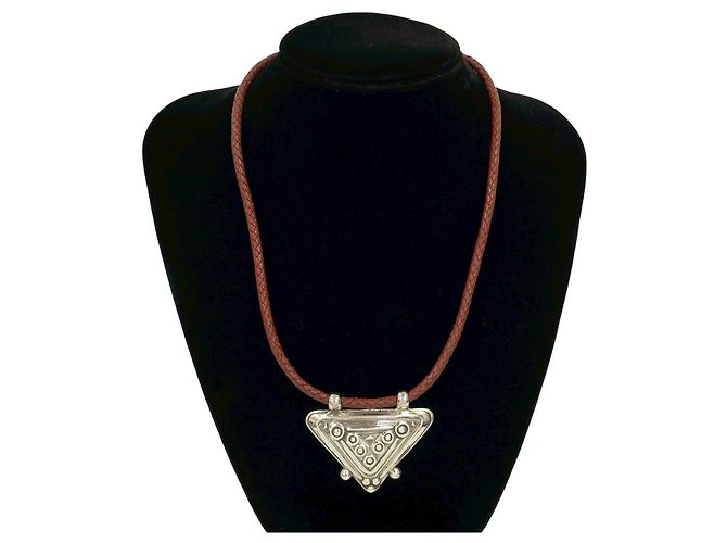Hermès Hermes Touareg Silberhalskette Rot - Ansicht 2