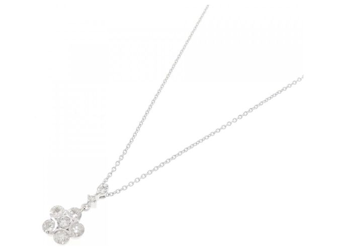 Autre Marque Collana a Fiore con Diamanti in Oro Bianco Au750 Argento - vista 2