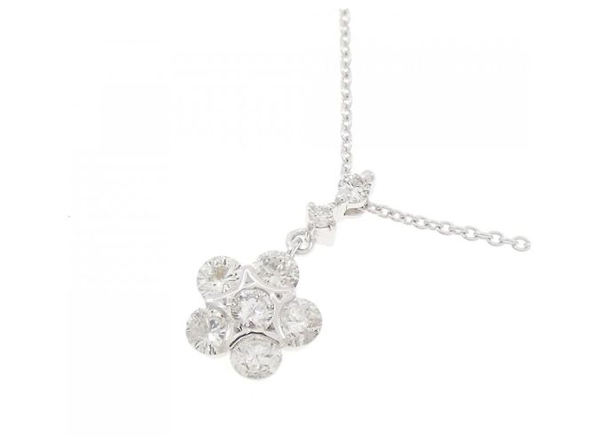 Autre Marque Collana a Fiore con Diamanti in Oro Bianco Au750 Argento - vista 3