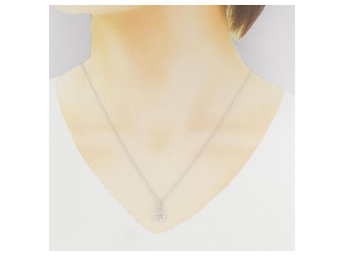 Autre Marque Collana a Fiore con Diamanti in Oro Bianco Au750 Argento - vista 6