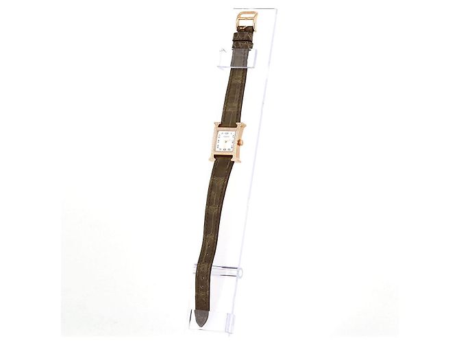 Hermès Reloj Hermes H Oro Rosa Cuarzo Verde - vista 2