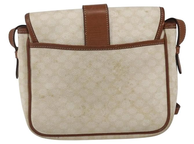 Céline Celine Vintage Macadam Schultertasche aus Canvas und Leder Weiß - Ansicht 2
