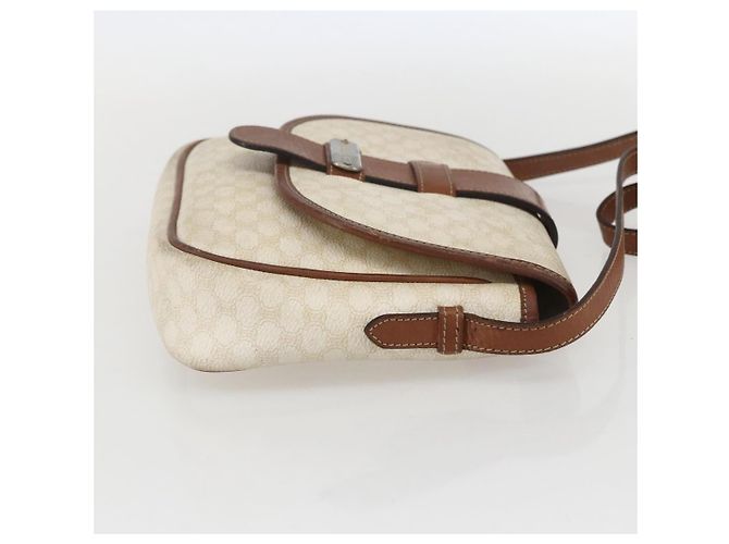Céline Celine Vintage Macadam Schultertasche aus Canvas und Leder Weiß - Ansicht 4