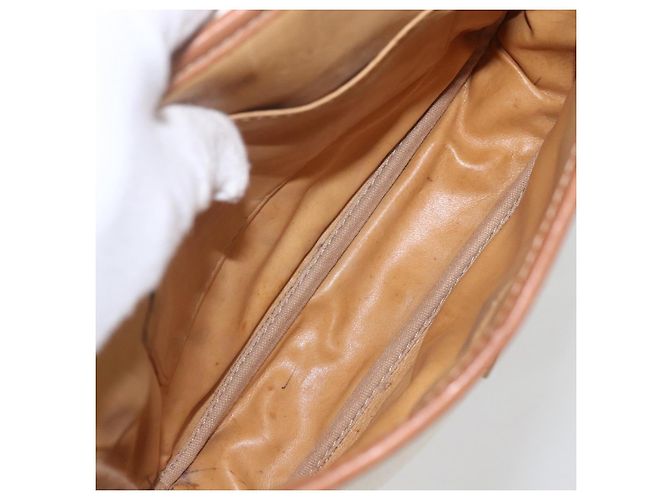 Céline Celine Vintage Macadam Schultertasche aus Canvas und Leder Weiß - Ansicht 5