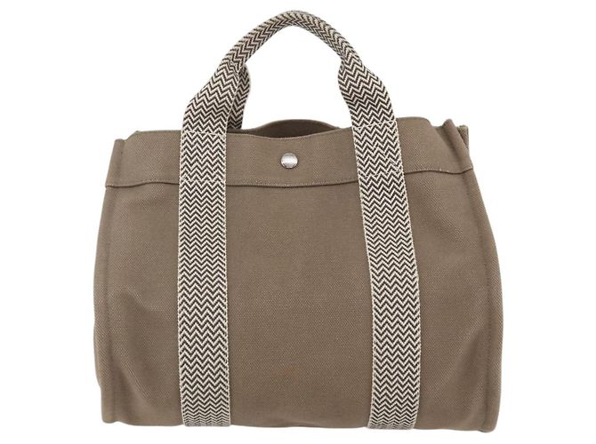Hermès Borsa Tote Cannes in Tela PM Hermes Beige - vista 2