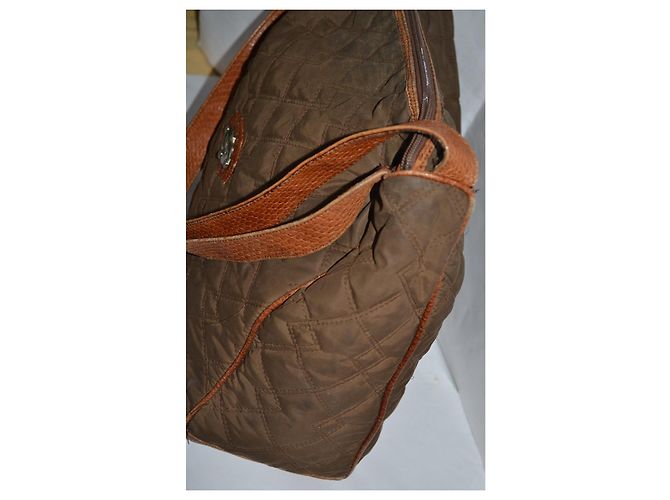 Borsa a mano Gianni Versace in pelle e tela marrone - vista 3