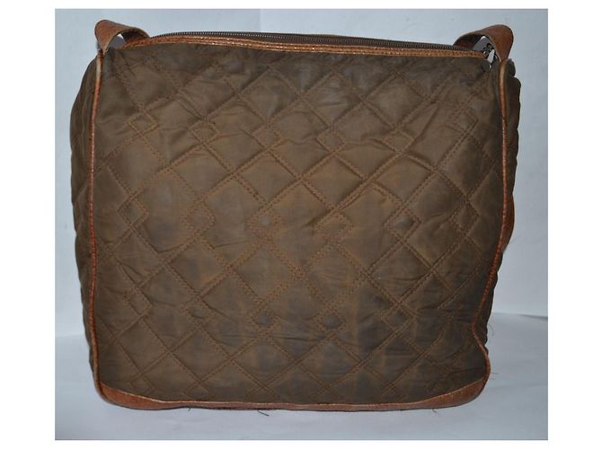 Borsa a mano Gianni Versace in pelle e tela marrone - vista 4