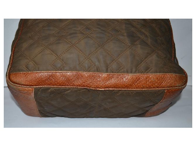 Borsa a mano Gianni Versace in pelle e tela marrone - vista 5