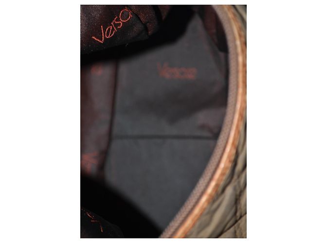 Borsa a mano Gianni Versace in pelle e tela marrone - vista 6