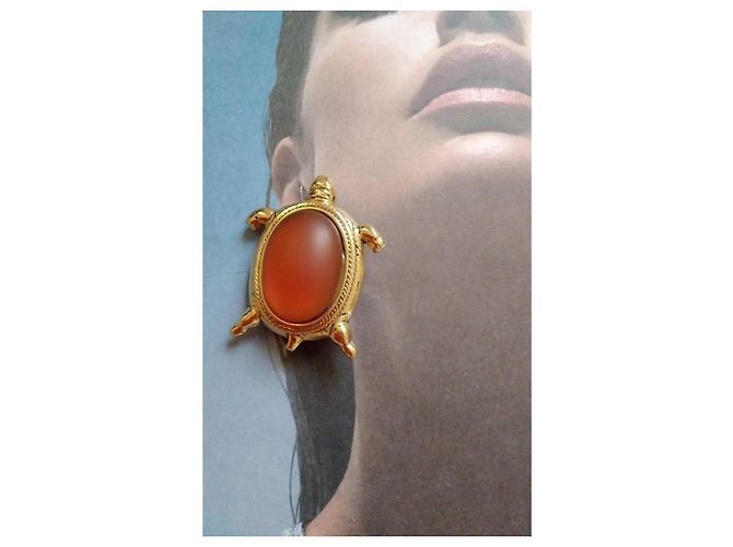 Autre Marque Orecchini tartaruga Zoé Costes resina arancione D'oro - vista 2