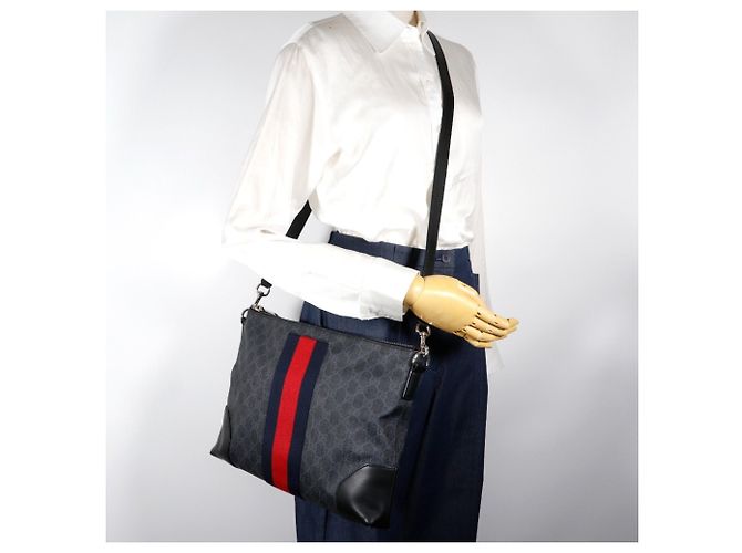 Borsa Messenger Gucci in GG Supreme Nera Nero - vista 18