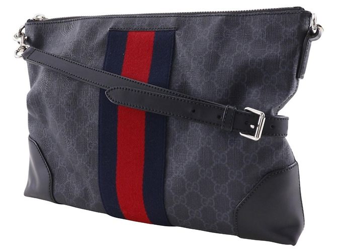 Borsa Messenger Gucci in GG Supreme Nera Nero - vista 2