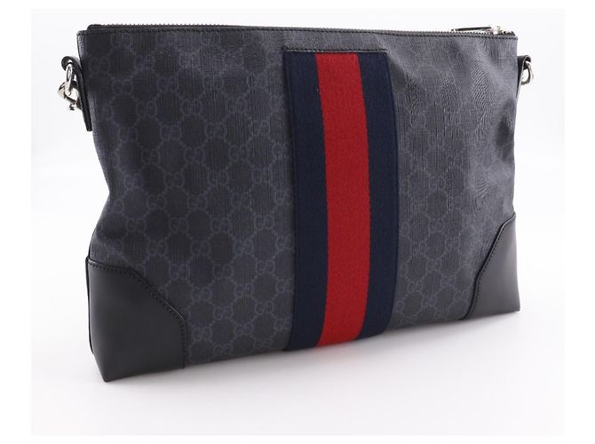 Borsa Messenger Gucci in GG Supreme Nera Nero - vista 3