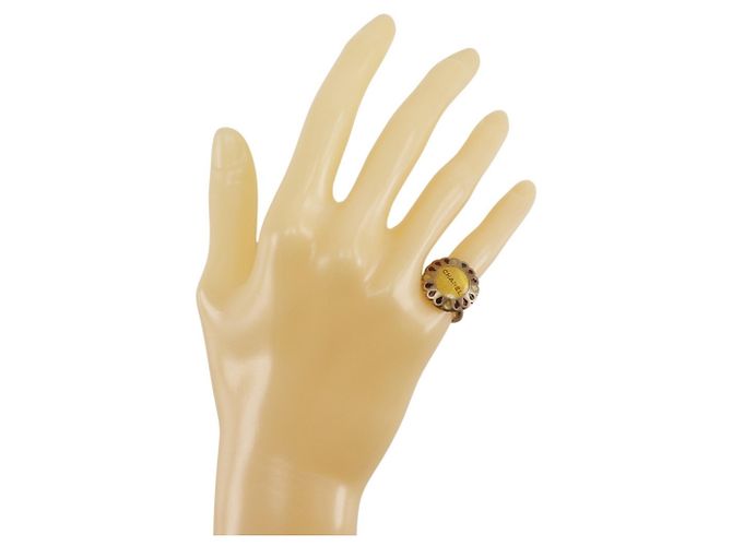 Anello con Motivo di Fiore Placcato Oro Chanel - vista 2