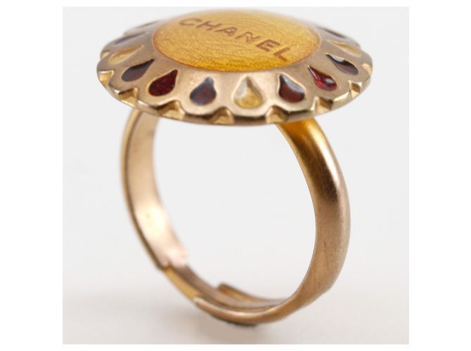 Anello con Motivo di Fiore Placcato Oro Chanel - vista 3