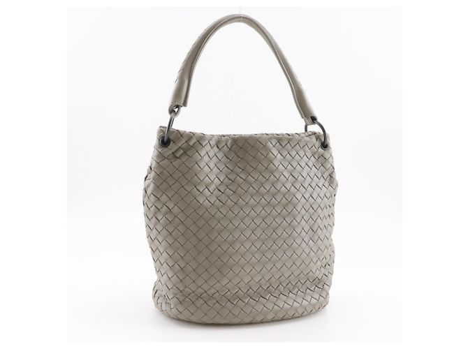 Borsa a spalla bucket Intrecciato grigia Bottega Veneta - vista 3