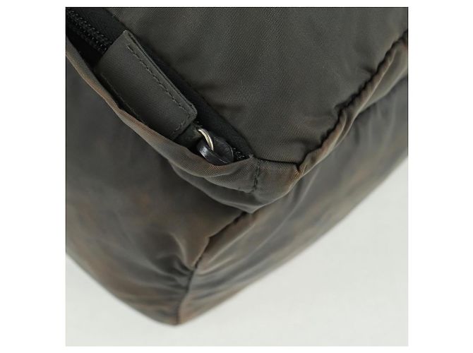 PRADA Rucksack aus grauem Nylon mit Silber Auth BA9159 Braun - Ansicht 14