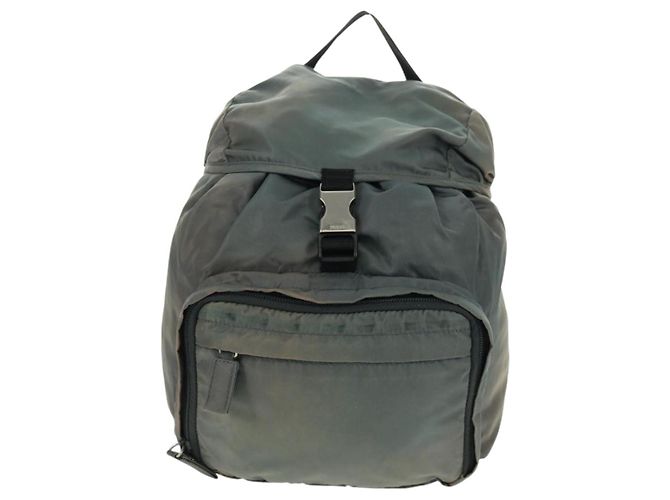 PRADA Rucksack aus grauem Nylon mit Silber Auth BA9159 Braun - Ansicht 2