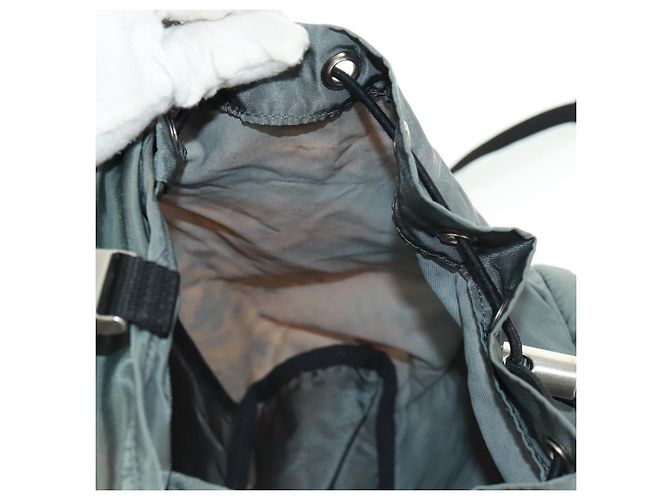 PRADA Rucksack aus grauem Nylon mit Silber Auth BA9159 Braun - Ansicht 26