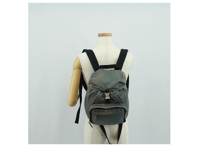 PRADA Rucksack aus grauem Nylon mit Silber Auth BA9159 Braun - Ansicht 29