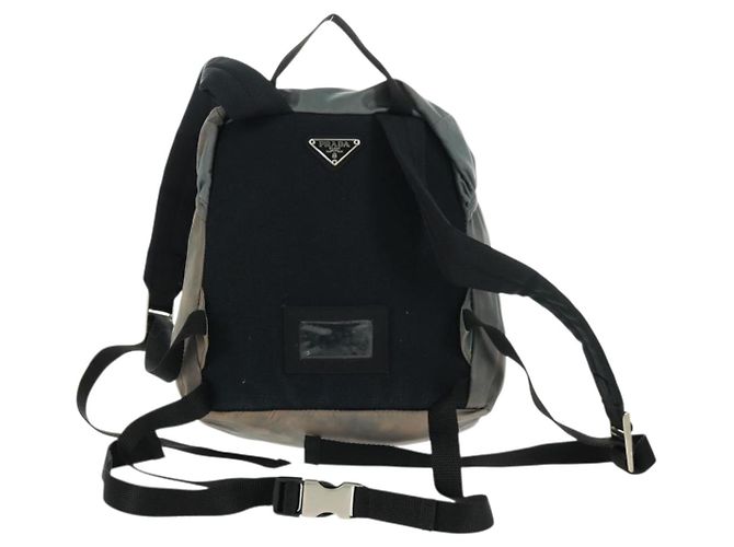 PRADA Rucksack aus grauem Nylon mit Silber Auth BA9159 Braun - Ansicht 3