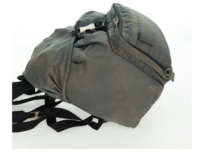 PRADA Rucksack aus grauem Nylon mit Silber Auth BA9159 Braun - Ansicht 4