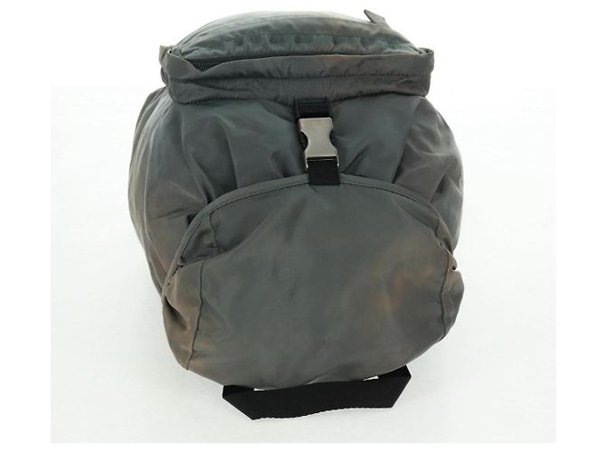PRADA Rucksack aus grauem Nylon mit Silber Auth BA9159 Braun - Ansicht 6