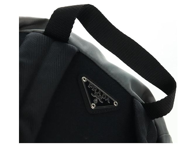 PRADA Rucksack aus grauem Nylon mit Silber Auth BA9159 Braun - Ansicht 8