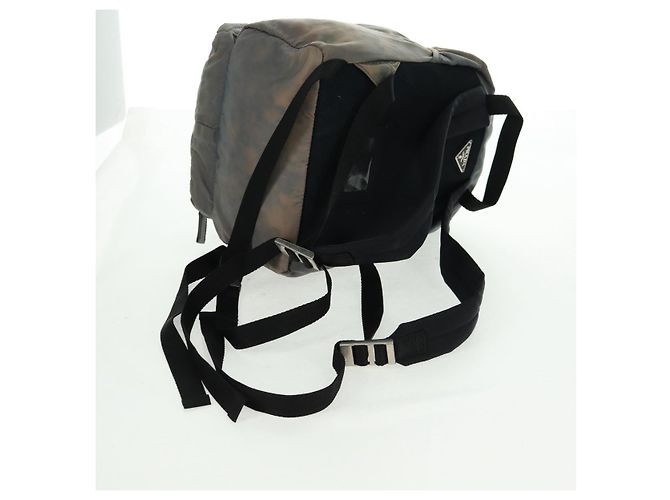 PRADA Rucksack aus grauem Nylon mit Silber Auth BA9159 Braun - Ansicht 9