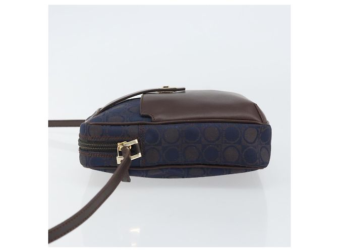 Borsa a Spalla Gancini in Nylon e Pelle Salvatore Ferragamo Blu Navy Oro Auth BA9388 D'oro - vista 5