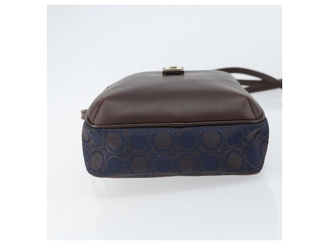 Borsa a Spalla Gancini in Nylon e Pelle Salvatore Ferragamo Blu Navy Oro Auth BA9388 D'oro - vista 9