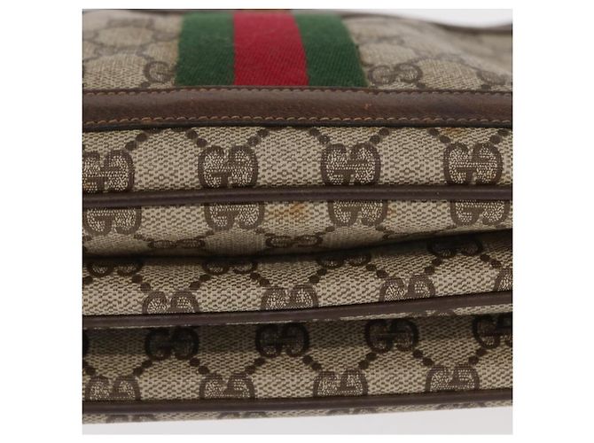 GUCCI GG Supreme Web Borsa Sherry Linea PVC Beige Oro 41 001 4085 Auth 158517 D'oro - vista 10