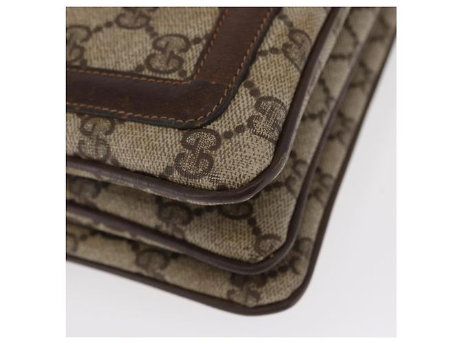 GUCCI GG Supreme Web Borsa Sherry Linea PVC Beige Oro 41 001 4085 Auth 158517 D'oro - vista 11