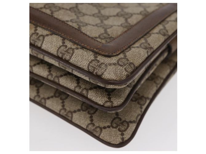 GUCCI GG Supreme Web Borsa Sherry Linea PVC Beige Oro 41 001 4085 Auth 158517 D'oro - vista 12