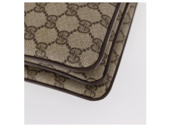 GUCCI GG Supreme Web Borsa Sherry Linea PVC Beige Oro 41 001 4085 Auth 158517 D'oro - vista 13