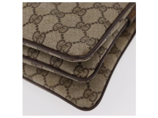 GUCCI GG Supreme Web Borsa Sherry Linea PVC Beige Oro 41 001 4085 Auth 158517 D'oro - vista 14