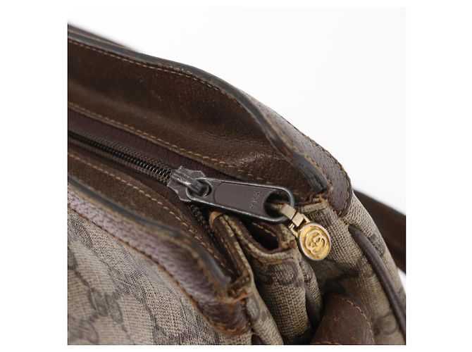 GUCCI GG Supreme Web Borsa Sherry Linea PVC Beige Oro 41 001 4085 Auth 158517 D'oro - vista 15