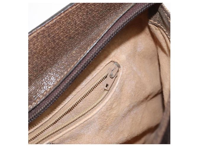 GUCCI GG Supreme Web Borsa Sherry Linea PVC Beige Oro 41 001 4085 Auth 158517 D'oro - vista 24