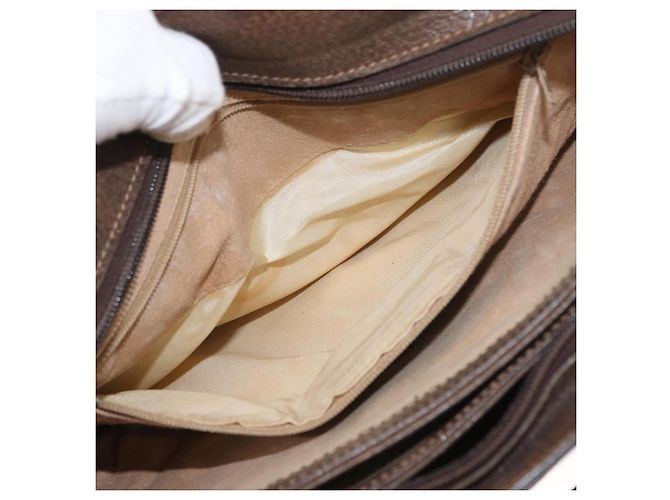 GUCCI GG Supreme Web Borsa Sherry Linea PVC Beige Oro 41 001 4085 Auth 158517 D'oro - vista 25