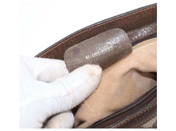 GUCCI GG Supreme Web Borsa Sherry Linea PVC Beige Oro 41 001 4085 Auth 158517 D'oro - vista 26