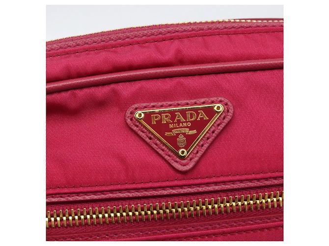 Borsa a Spalla PRADA Nylon Rosa Oro Auth 161682V D'oro - vista 15