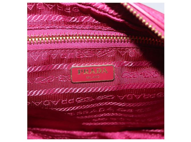 Borsa a Spalla PRADA Nylon Rosa Oro Auth 161682V D'oro - vista 16