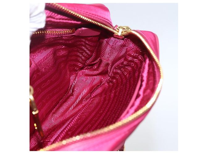 Borsa a Spalla PRADA Nylon Rosa Oro Auth 161682V D'oro - vista 19