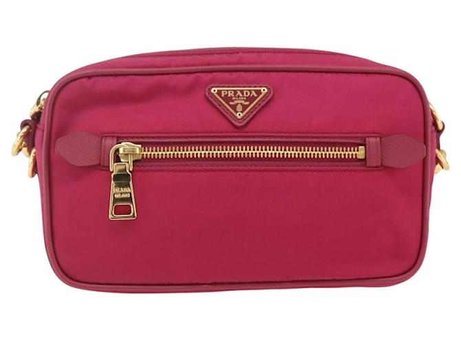 Borsa a Spalla PRADA Nylon Rosa Oro Auth 161682V D'oro - vista 2