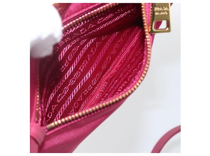 Borsa a Spalla PRADA Nylon Rosa Oro Auth 161682V D'oro - vista 22