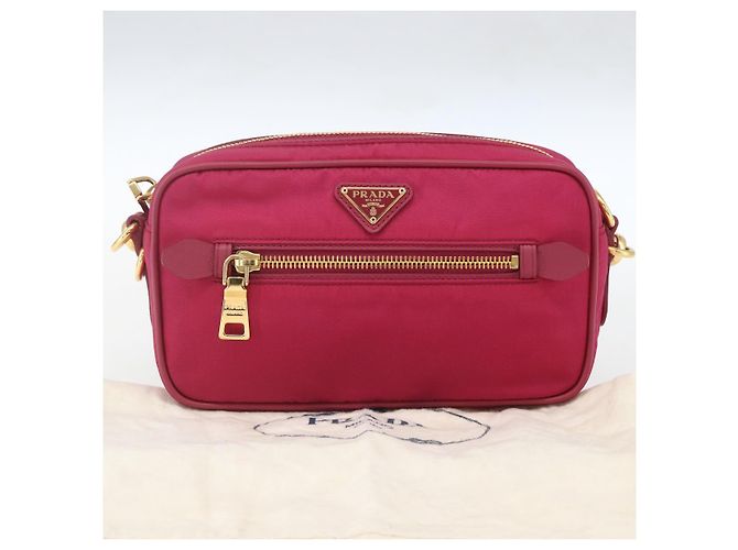 Borsa a Spalla PRADA Nylon Rosa Oro Auth 161682V D'oro - vista 25