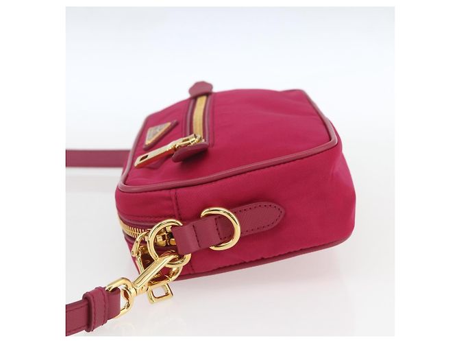 Borsa a Spalla PRADA Nylon Rosa Oro Auth 161682V D'oro - vista 4