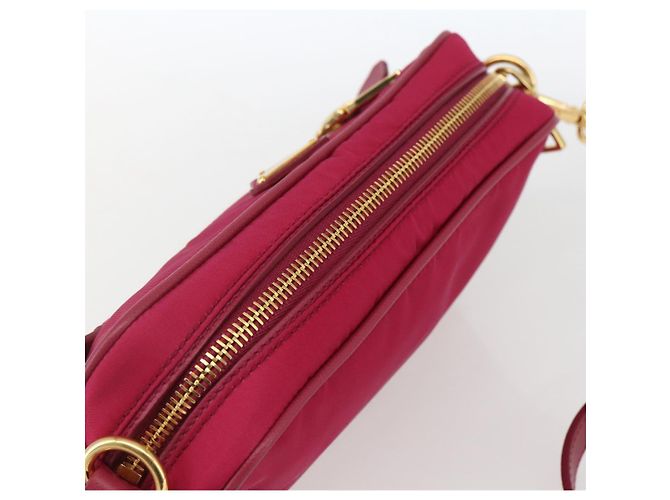 Borsa a Spalla PRADA Nylon Rosa Oro Auth 161682V D'oro - vista 6